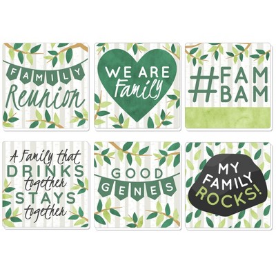 Big Dot of Happiness Family Tree Reunion - Family Gathering Party Decorations - Drink Coasters - Set of 6