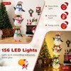 Tangkula 6 FT Christmas Lighted 3 Stacked Penguins Decoration Xmas Penguins with 156 Warm White Lights Hats & Scarves Zip Ties Holiday Display - 4 of 4