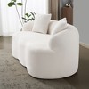 Wooakway 67" White Upholstered Loveseat with Round Armrest Teddy Velvet Compression Couch with 2 Pillows - 3 of 4
