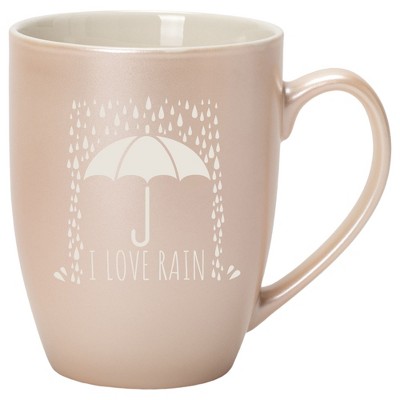 Elanze Designs I Love Rain 10 Ounce Ceramic Laser-Etched Engraved Drinkware Mug, Metallic Precious Pearl