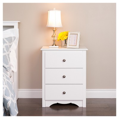 Monterey White 3-Drawer Nightstand with Pewter Knobs - 35.5"