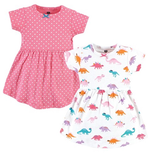 Hudson Baby Baby Girls Cotton Dresses, Cuteasaurus, 0-3 Months