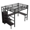 NicBex Full Bunk Bed with Desk Metal Frame Bed Frame with Storage Stairs, Wardrobe, Guardrails and Adjustable Shelf, No Box Spring Required - 3 of 4