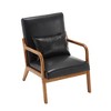 VYNXARIA Modern Accent Chair, Solid Wood Padding Lounge Armchairs With One pillow for Living Room, Bedroom, Guest Room,Black PU - 3 of 4
