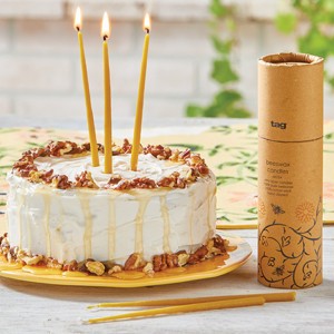 tagltd Beeswax Mini Taper Candles Set of 2 Honey Yellow 6 in Everyday Cake Candles for Home Decor - 1 of 1