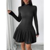 Clearlove Womens Bodycon Dresses Long Sleeve Dress Mock Neck Ruched Ruffle Layered Mini Party Puff Dresses - 4 of 4