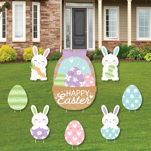 Big Dot of Happiness Spring Easter Bunny - Yard Sign and Outdoor Lawn Decorations - Happy Easter Party Yard Signs - Set of 8 - 1 of 4