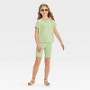 Girls' Aviator Sunglasses - Cat & Jack™ Gold/Green: Adjustable Nose Pads, UV Protection - 3 of 3