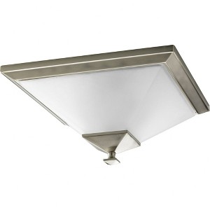 Progress Lighting, Clifton Heights, 2-Light Flush Mount, Brushed Nickel, Etched Glass Shade - 1 of 2