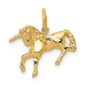 Black Bow Jewelry 14k Yellow Gold 3D Unicorn Charm or Pendant, 16 x 13mm - 1 of 4