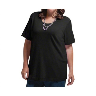 Women's Solid Short Sleeve U-Neck Tee - Plus - On The Plus Side