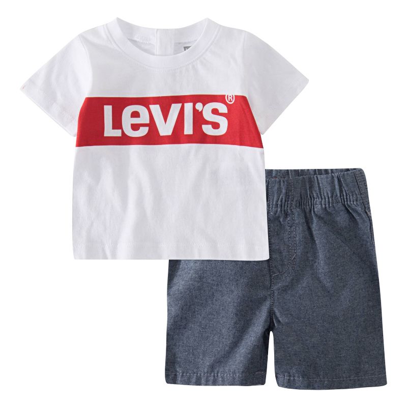 Levi's® Baby Boys' 2pc Box Tab Short Sleeve Top & Bottom Set - White, 1 of 3