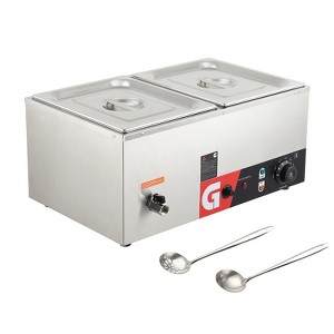 Commercial Food Warmer,1200W Electric Steam Table, Professional Countertop Stainless Steel Buffet Bain Marie,86-185°F Temp Control - 1 of 4