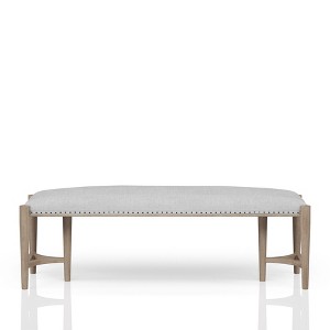 TiramisuBest Gray Acacia Wood Dining Bench, 60" Industrial Entryway Bench with Metal Legs, Rustic Farmhouse Table Seating, Water Resistant - 1 of 4