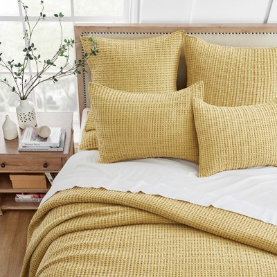 Ochre King Reversible Microfiber Waffle Bedspread Set