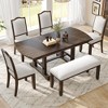 60"-78" Extendable Dining Table with Removable Leaf, Farmhouse Wooden Dinner Table Kitchen Table Office Desk, Brown/Cherry-ModernLuxe - 2 of 4