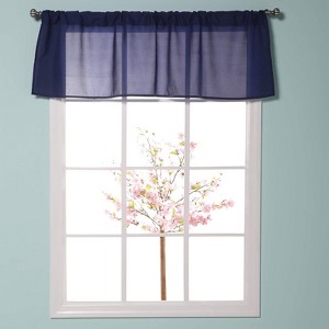 Everyday Kids Navy Blue 60x15” Window Valance for Baby, Toddler & Teen Boys – Solid Color Room Décor Treatment with 3” Rod Pocket - 1 of 4