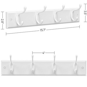 Set of 2 Wall-Mounted Coat Rack, Hook Rack, 8 Dual Metal Hooks, for Coats, Bags, Keys, in The Entryway, Bedroom, Living Room, White - 1 of 4