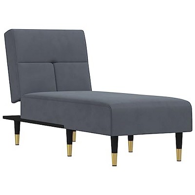 vidaXL Velvet Reclining Chaise Longue Dark Gray - Multifunctional Lounge Sofa with Metal Feet and High-Density Foam for Living Room