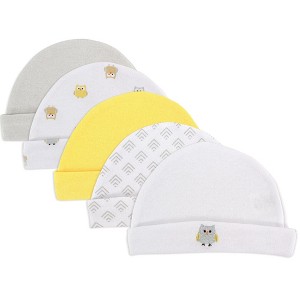 Luvable Friends Baby Cotton Caps 5pk, Owl, 0-6 Months - 1 of 1