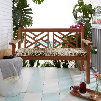 Sunbrella 48 x17 x2 Indoor Outdoor Corded Bench Cushion Espresso Leopard