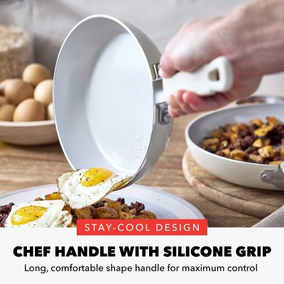 Cream 8" Aluminum Fry Pan with Ceramic Nonstick Coating