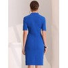 Allegra K Women's V Neck Short Sleeve Work Office Bodycon Midi Sheath Dress - 3 of 4