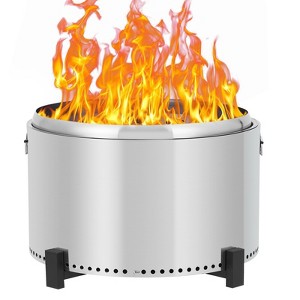 COZONY 27" Smokeless Fire Pit, Stainless Steel Wood Burning Fire Pit with Stand & Ash Pan, Portable - 1 of 4