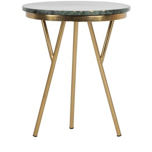 Coletta Marble Accent Table - Dark Green/Brass - Safavieh - 1 of 4