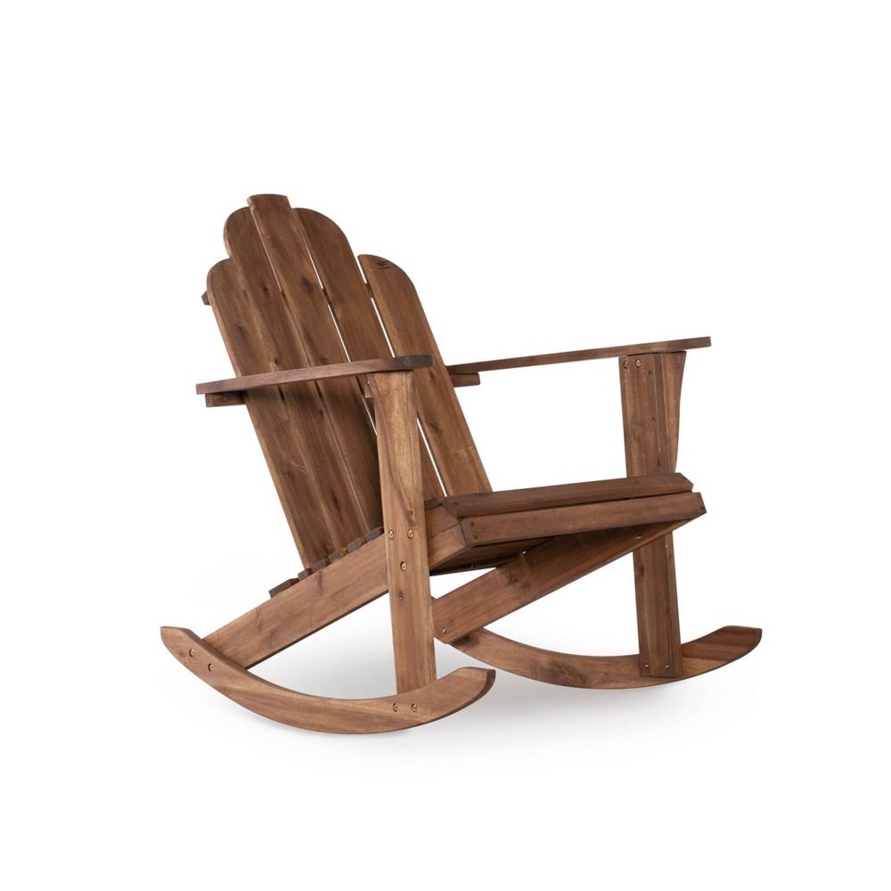 Photos - Garden Furniture Linon Outdoor Acacia Wood Adirondack Rocker Acorn Finish  