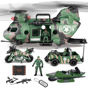 SYNCFUN 10pcs Army Helicopter Toys and Boys Military Toys Helicopter with Realistic Light, Sound & Handle, Bruder Trucks, Boat Kids Gifts - 1 of 4