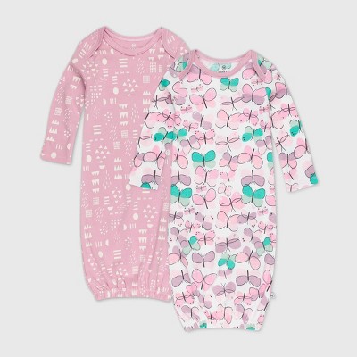 Honest Baby Girls' 2pk Organic Cotton Flutter NightGown - 0-6M