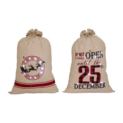 36" Lighted Burlap Gift Sack - Glitzhome