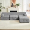 Mjkone L-Shaped Velvet 3-Seater Modular Sectional Sofa With Ottoman, Convertible Sofa Couches with Rivet Trim - 3 of 4