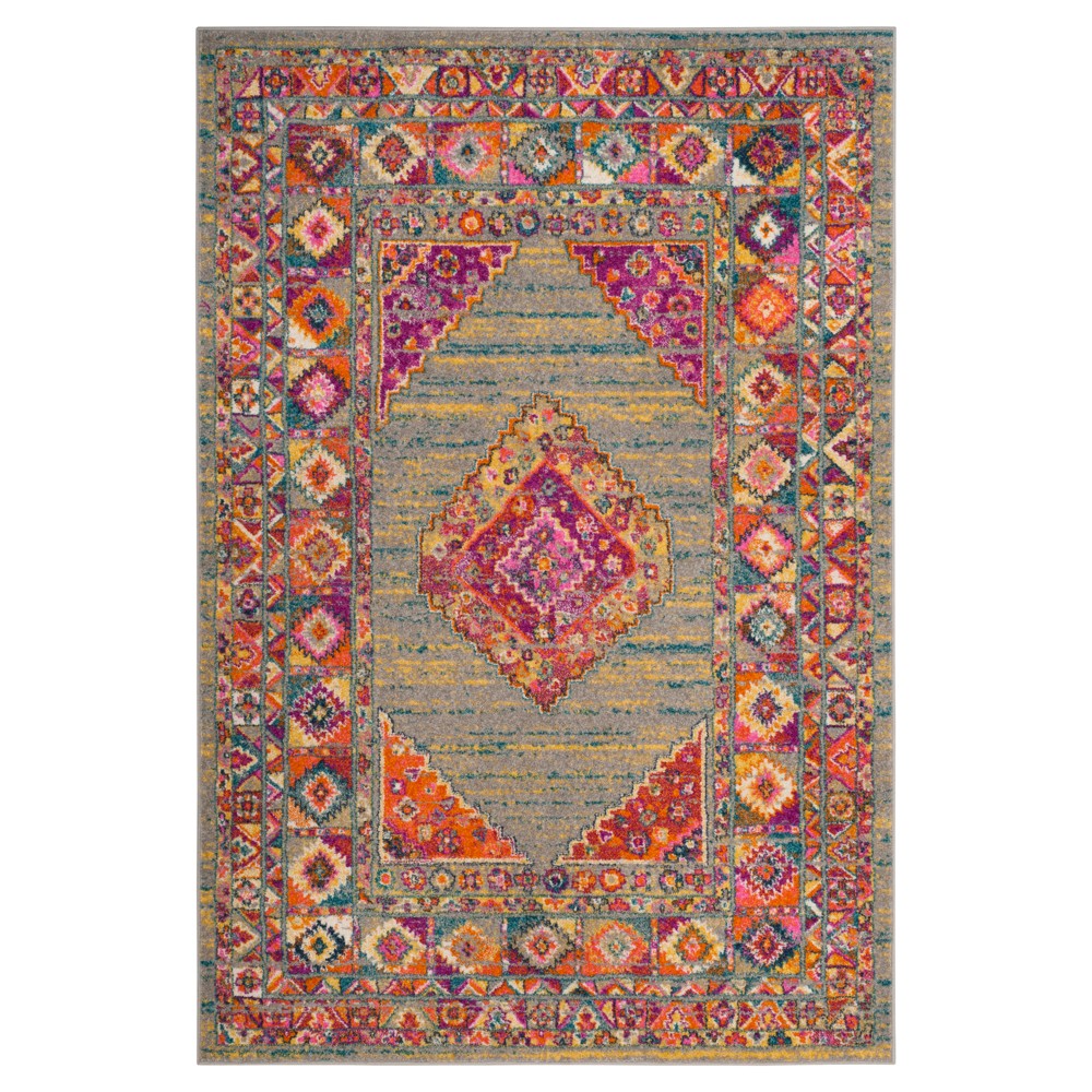 Light Gray/Fuchsia Geometric Loomed Area Rug 8'X10' - Safavieh
