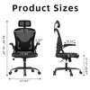 Lirago Ergo Chair w/Flip-Up Armrests - Adjustable Headrest & Lumbar, Black Mesh - 4 of 4