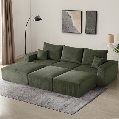 Gericco 113" Boneless Sectional Cloud Couch Sofa Bed for Living Room, Modular Modern Lounge 3 Seater Couches with Chaise, No Assemble