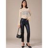 INSPIRE CHIC Women's Floral Lace Mesh Mock Neck Long Bell Sleeve Casual Dressy Blouse - 3 of 4