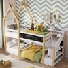 Bunk Bed Frame Twin House Bunk Bed,Twin Over Size Bed, Convertible Pine Wood Bunk Bed With Storage Staircase And Blackboard, For Kids Room Bedroom - 4 of 4