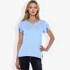 Anna-Kaci Women's Short Sleeve Ruffle V-Neck Blouse Lightweight Comfortable Casual Top - 2 of 4