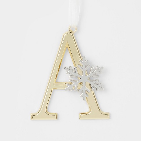 Metal Monogram Christmas Tree Ornament Letter M Silver - Wondershop™