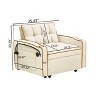 MAYEERTY Elegant Creamy White Sofa Bed - 3-in-1 Foldable, USB Port & Phone Holder - 3 of 4