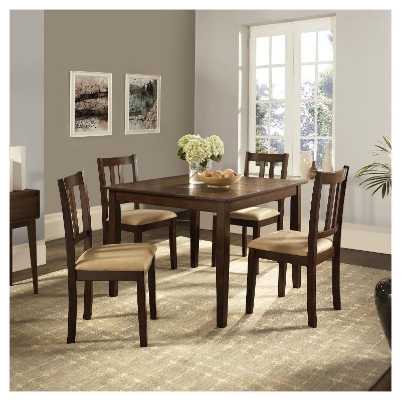 5pc Amber Traditional Height Dining Set Espresso/Beige - Dorel Living, 5 of 6