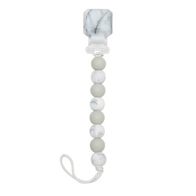 Loulou Lollipop Lolli Soother Holder in Silicone Clip - Marble Gray