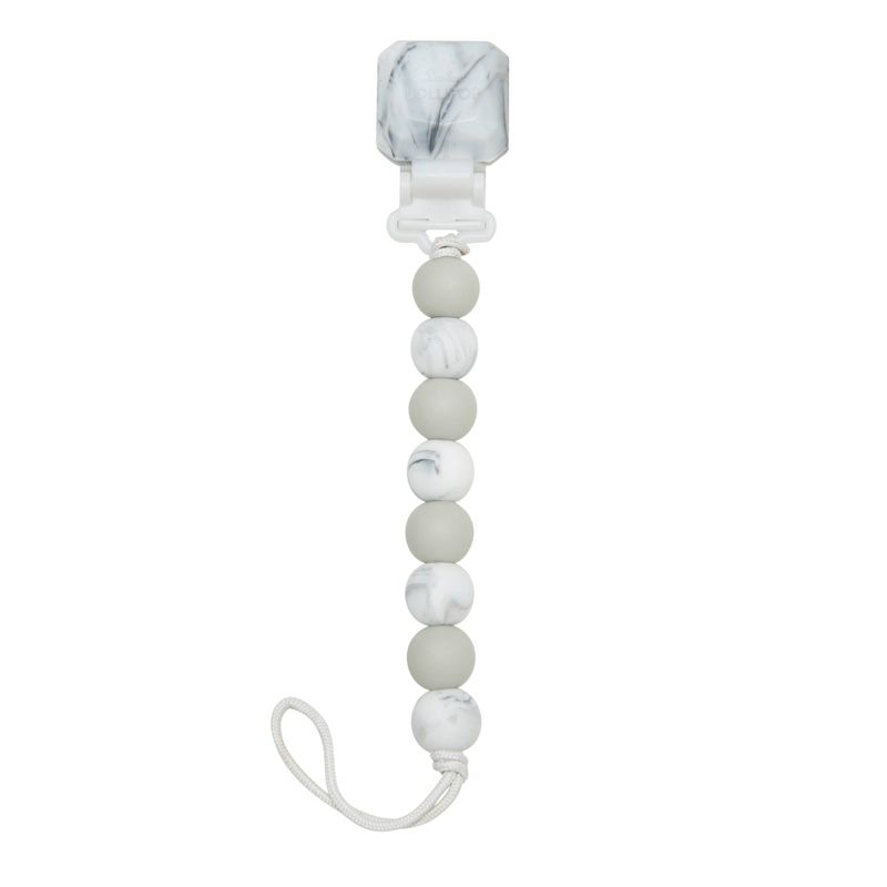 Loulou Lollipop Lolli Soother Holder in Silicone Clip - Marble Gray, 1 of 8