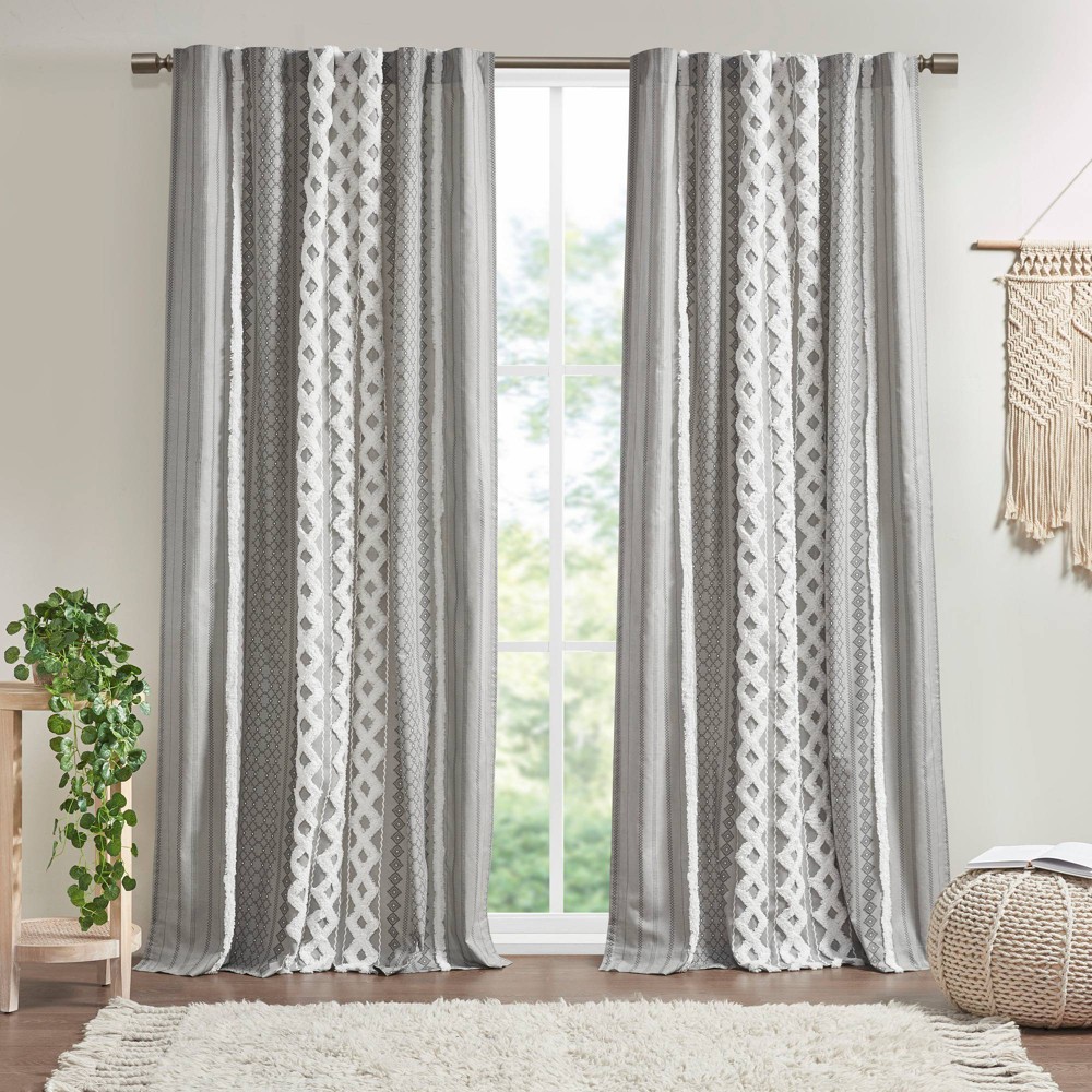 Photos - Curtains & Drapes 1pc 50"x84" Room Darkening Imani Lined Curtain Panel Gray - Ink+Ivy