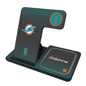 Keyscaper Miami Dolphins Linen 15-Watt 3 in 1 Charging Station - 1 of 4