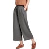 ECUPPER Womens Linen Cropped Pants Loose Casual Capri Cotton Wide Leg Plus Size Elastic Waist with Drawstring Trouses - 4 of 4