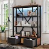 SKRAN 3-Shelf Metal Bookcase with Drawers for Home Office, Open Bookcase, Vintage Industrial Style Bookcase with LED - 2 of 4