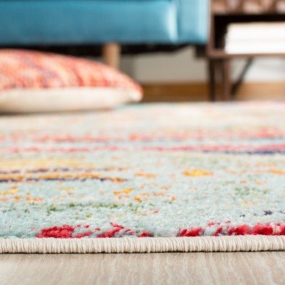 Madison Blue and Orange Hand-knotted Square Area Rug